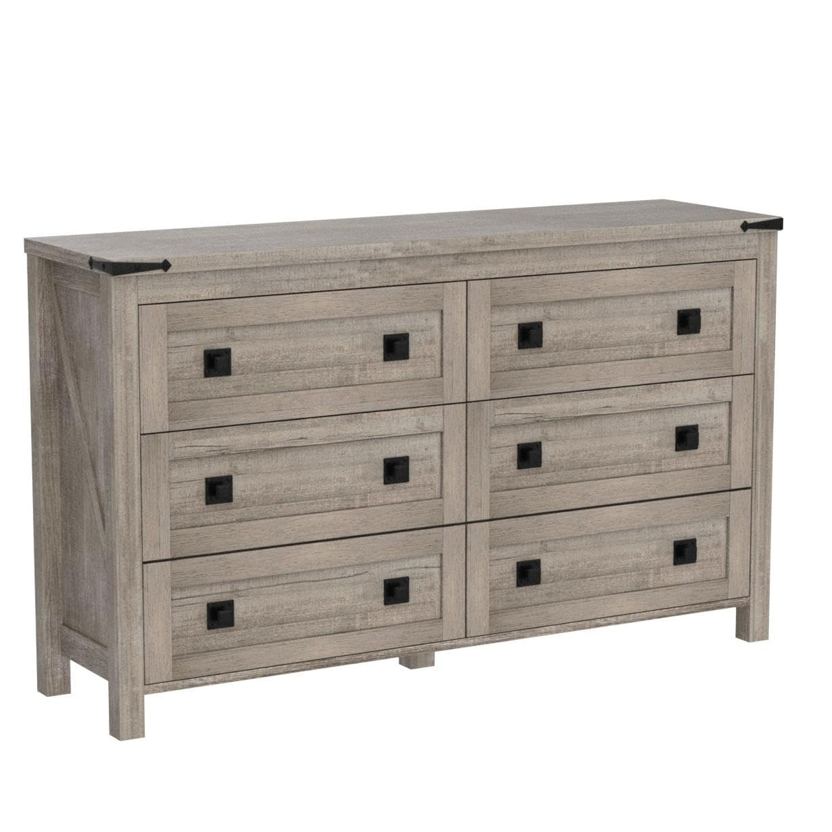 Farmhouse 6 Drawers Dresser for Bedroom, Wood Rustic Wide Chest of Drawers