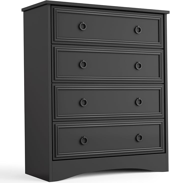 Modern 4 Drawer Dresser, Dressers for Bedroom, Tall Chest of Drawers Closet Organizers and Storage for