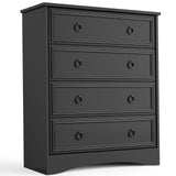 Modern 4 Drawer Dresser, Dressers for Bedroom, Tall Chest of Drawers Closet Organizers and Storage for Clothes - Easy Pull Handle, Textured Borders Drawers for Living Room, Hallway, Black