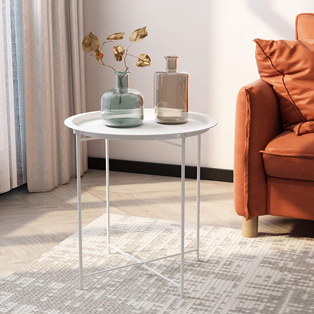 Side Table,Round Tray Table Foldable Multi-Purpose Sofa,Coffee
