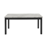 Celeste Dining Table for 6 with Heat Resistant Faux Marble, 64-Inch, Black Base