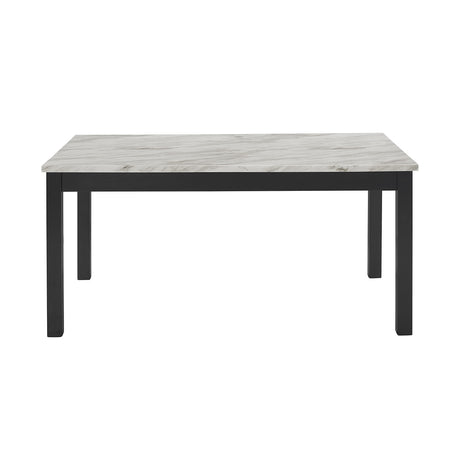 Celeste Dining Table for 6 with Heat Resistant Faux Marble, 64-Inch, Black Base