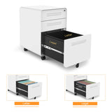 23.8" H 3 Drawer Rolling File Cabinet with Lock, Mobile File Cabinet Under Desk