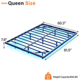 HOMBCK Floating Bed Frame Queen Size with LED Lights, Metal Platform Queen Bed with Heavy Duty Steel Slats, Large Under Bed Storage, No Box Spring Needed, Easy to Assemble, Black