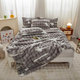 Rabbit Plush Gray White Faux Fur Duvet Cover Comforter Cover Queen