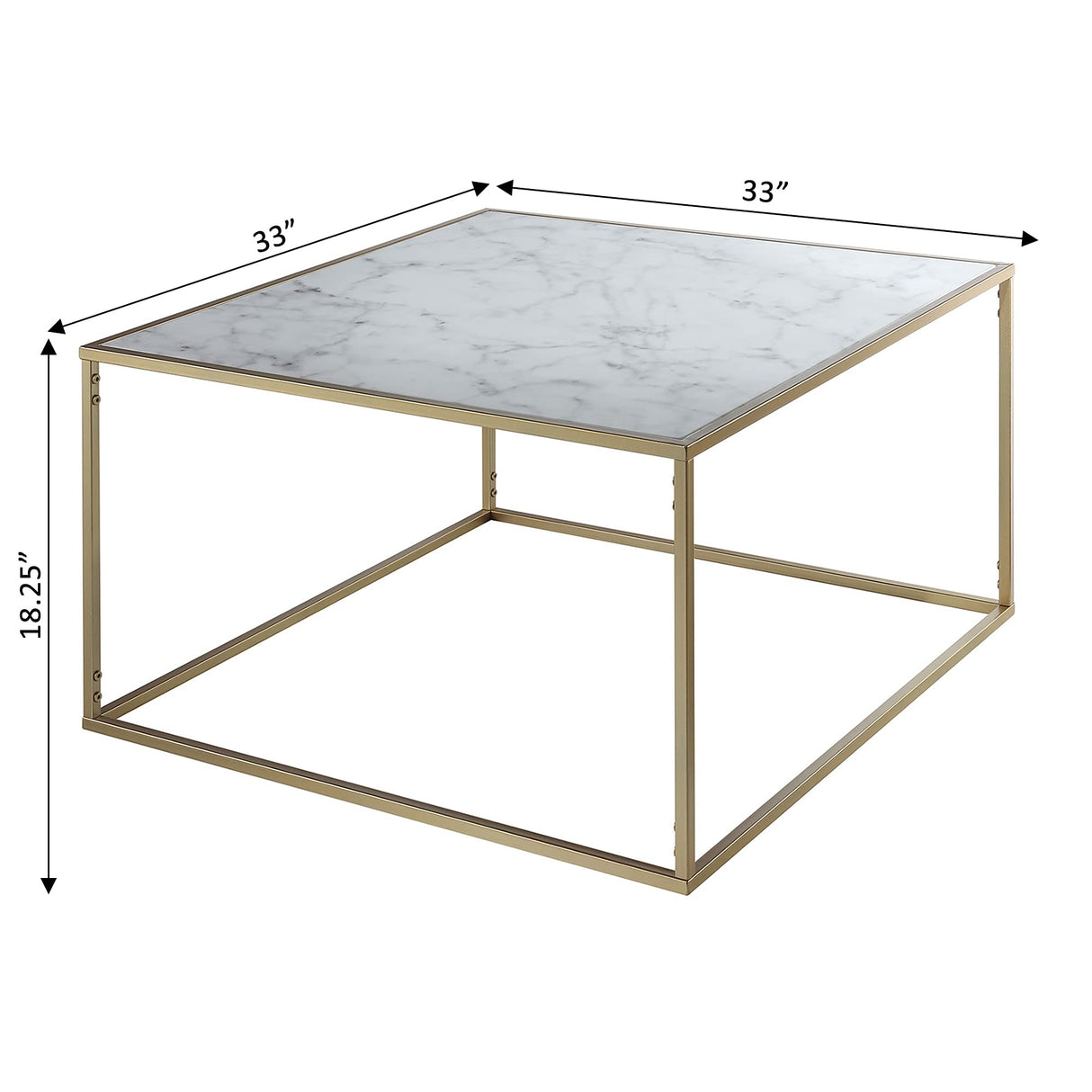 Gold Coast Faux Marble Coffee Table, Gold / Faux Marble