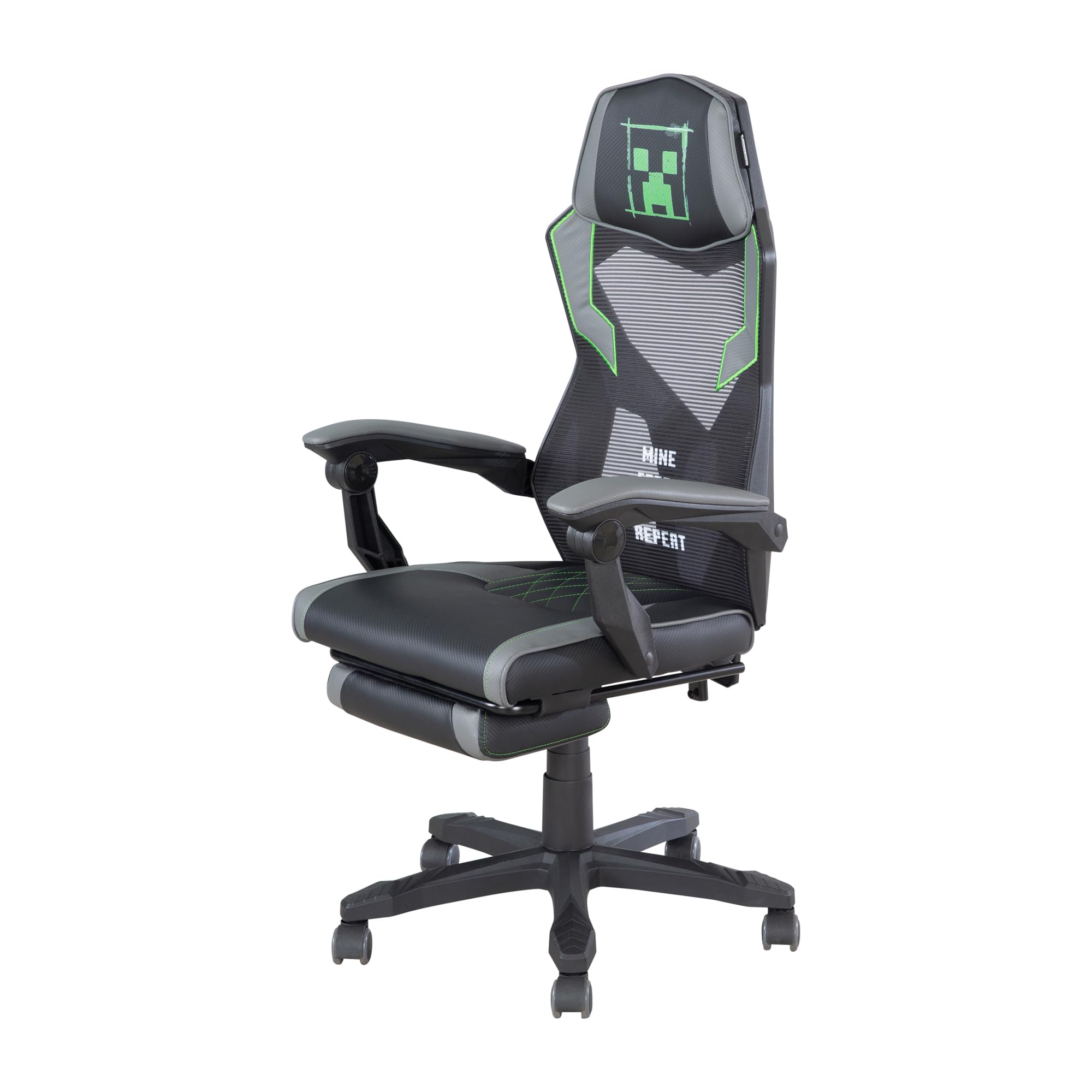 Minecraft Gaming Chair - Height Adjustable High Back with Footrest