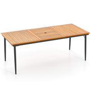 Outdoor Dining Table for 6-8 People, Rectangular Eating Table with 2 inch Umbrella Hole