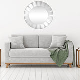 300" Mirrored Round Accent Mirror Wall Mounted with Glass Frame