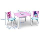 Kids Table and Chair Set with Storage (2 Chairs Included), Trolls World Tour