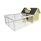 Outdoor Wooden Chicken Coop with Ramp, Large Wire Mesh Chicken Run