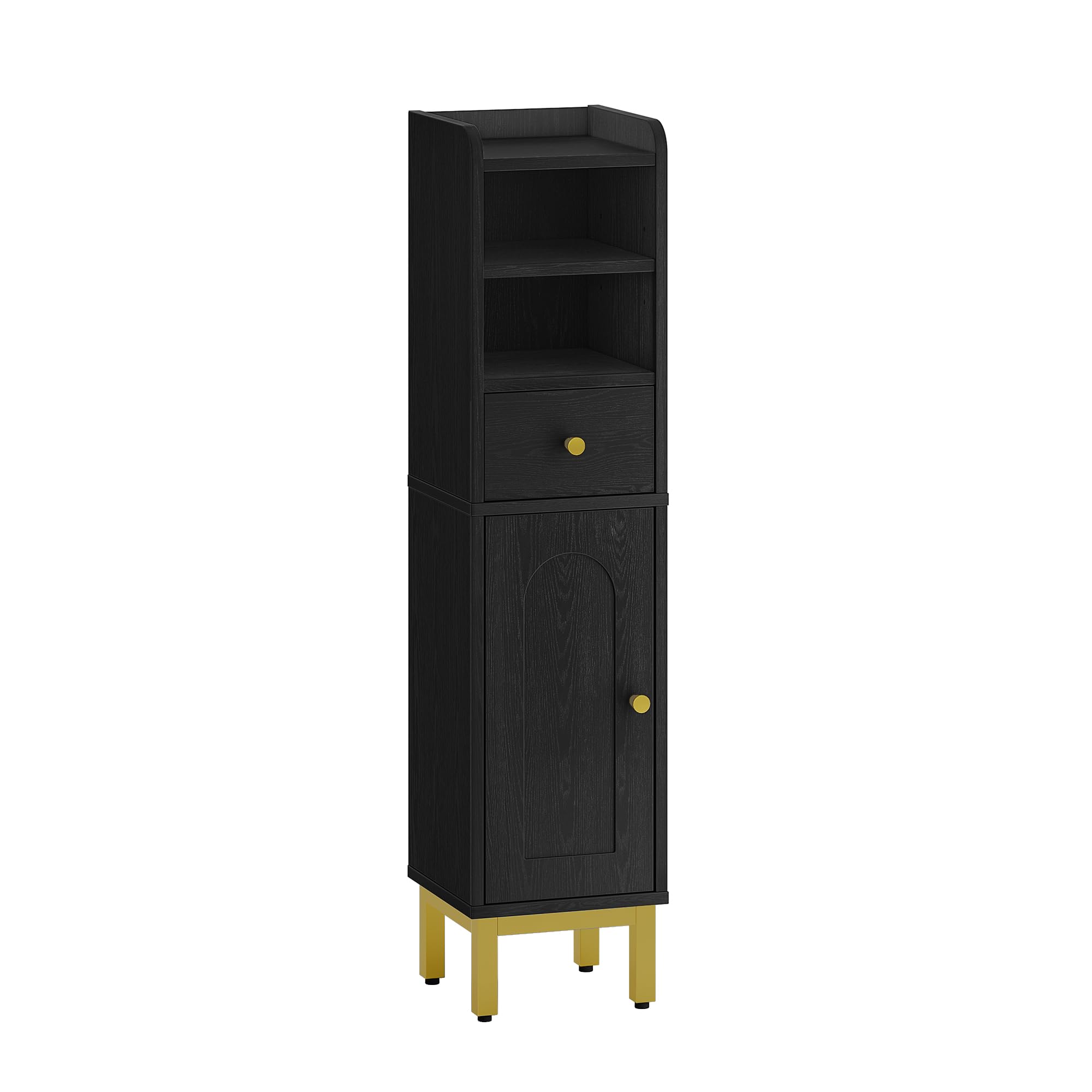 Bathroom Storage Cabinet, Corner Floor Cabinet with Drawers and Doors, Narrow Toilet