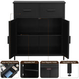 Storage Cabinet, Bathroom Cabinet with 2 Drawers & Adjustable Shelf, Freestanding