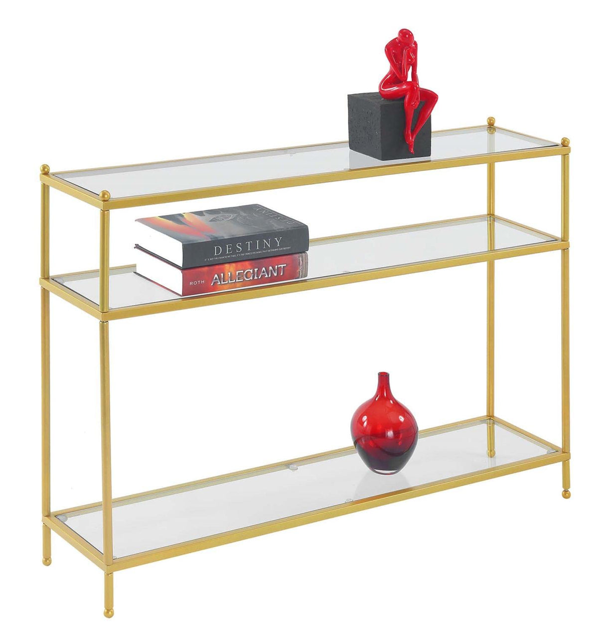 Concepts Royal Crest Console Table, Clear Glass / Gold