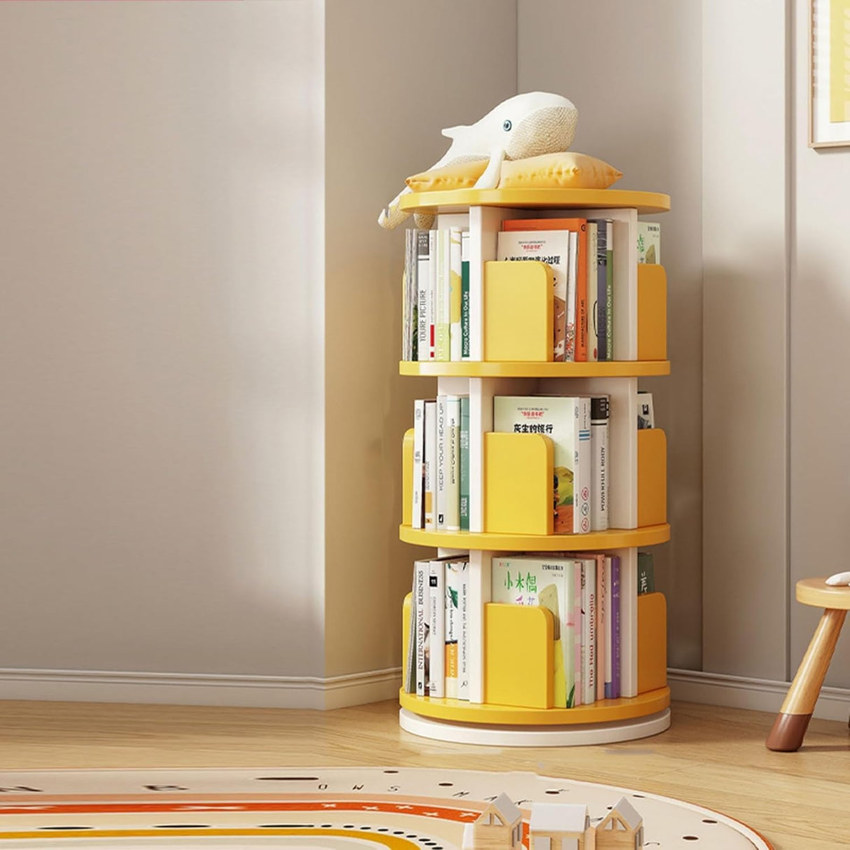 Bookshelves Wooden 3-Tier Display Rack Floor Standing Book Shelf Nordic Standing Bookcase