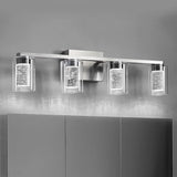 Brushed Nickel Vanity Lights, 3-Light Bathroom Light Fixtures, Crystal LED Bathroom