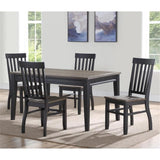 Raven Noir 5pc Dining Table Set, Driftwood Finish, 60" Rectangular Table 4 Side Chairs,