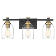 3-Light Vanity Light, Modern Bathroom Light Fixtures 21 Inch, Black and Gold Finish