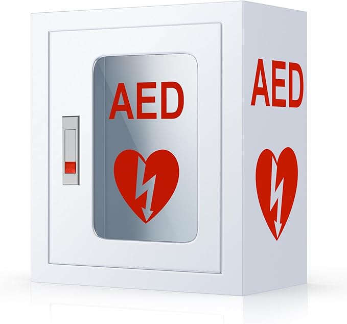 Cabinet Wall Mounted, Metal Steel Plate AED Defibrillator Cabinet with Snap Lock