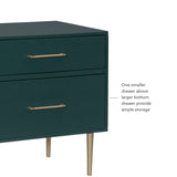 Linon Modern Dark Green Gold Hardware Lennon Two Drawer Nightstand