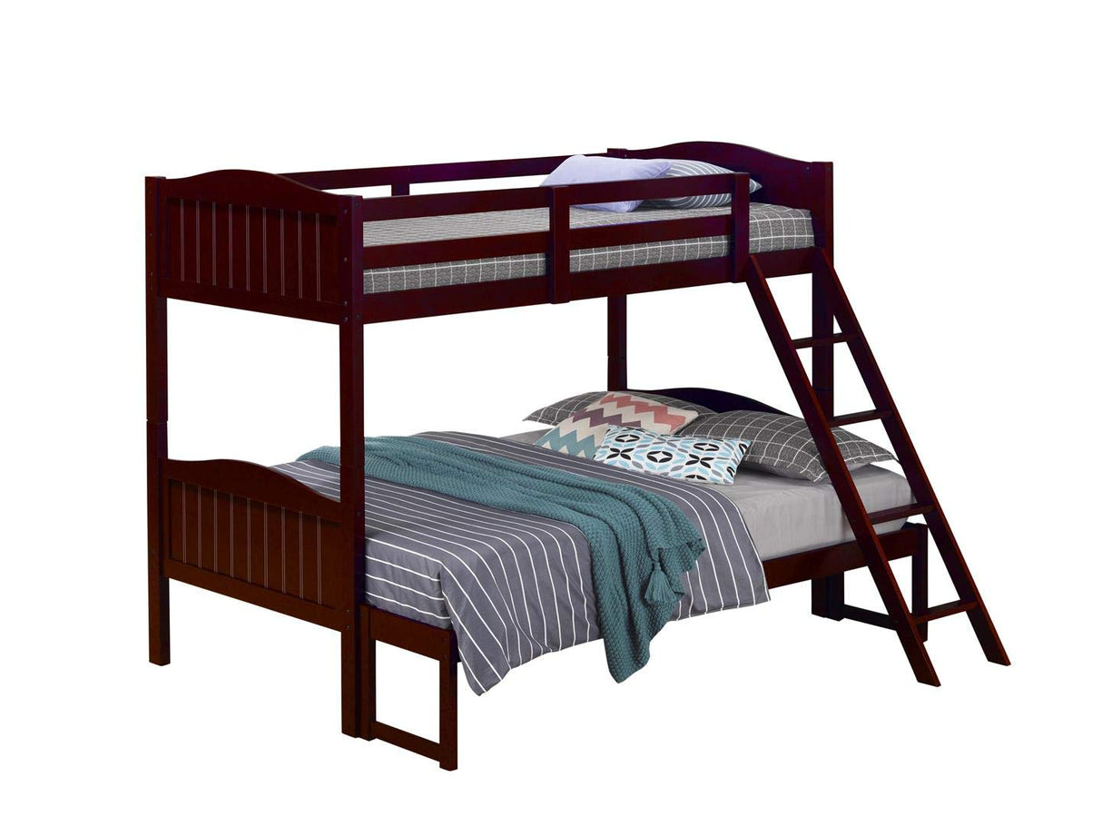 Littleton Solid Wood Twin Over Full Bunk Bed, Espresso