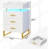 LED Nightstand with Charging Station, Large Night Stand with 3 Drawers and 1 Pull-Out Tray