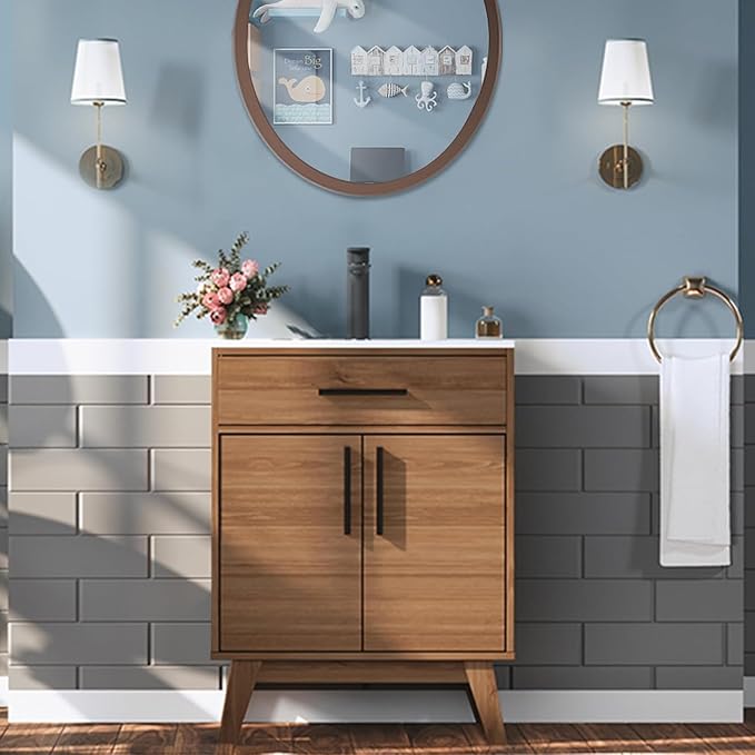 24.5" Bathroom Vanity with Sink Combo, Mid-Century Modern Small Single Bathroom