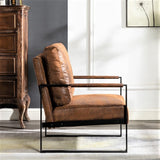 Classic Mid Century Modern Accent Chair with Durable Square Metal Frame, Armchair