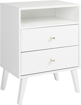 Milo 2-drawer Tall Nightstand with Open Shelf, Cherry