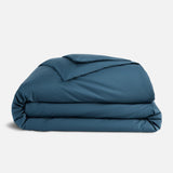 Luxury Sateen Duvet Cover - 100% Cotton, Full/Queen Size in Abyss Blue with Extra-Long