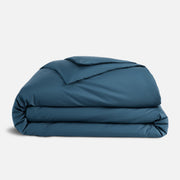 Luxury Sateen Duvet Cover - 100% Cotton, Full/Queen Size in Abyss Blue with Extra-Long