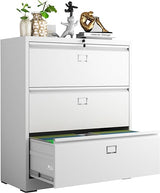 Lateral File Cabinet with Lock,4 Drawer Metal Filing Cabinets, Home Office Storage