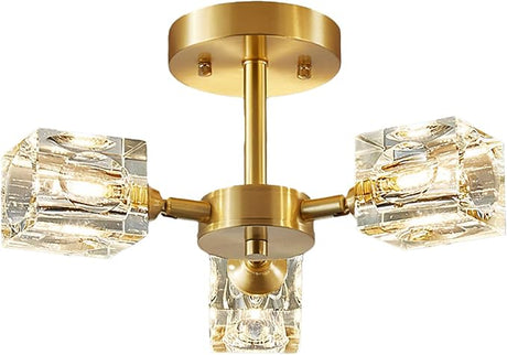 Ceiling Light Semi Flush Mount Ceiling Light 6 Lights Crystal Chandeliers Ceiling Light Gold