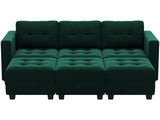 Modular Sectional Sleeper Sofa with Storage Velvet Fabric Sectional Couch with Chaise