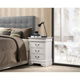 Louis Phillipe 3 Drawer Nightstand in White