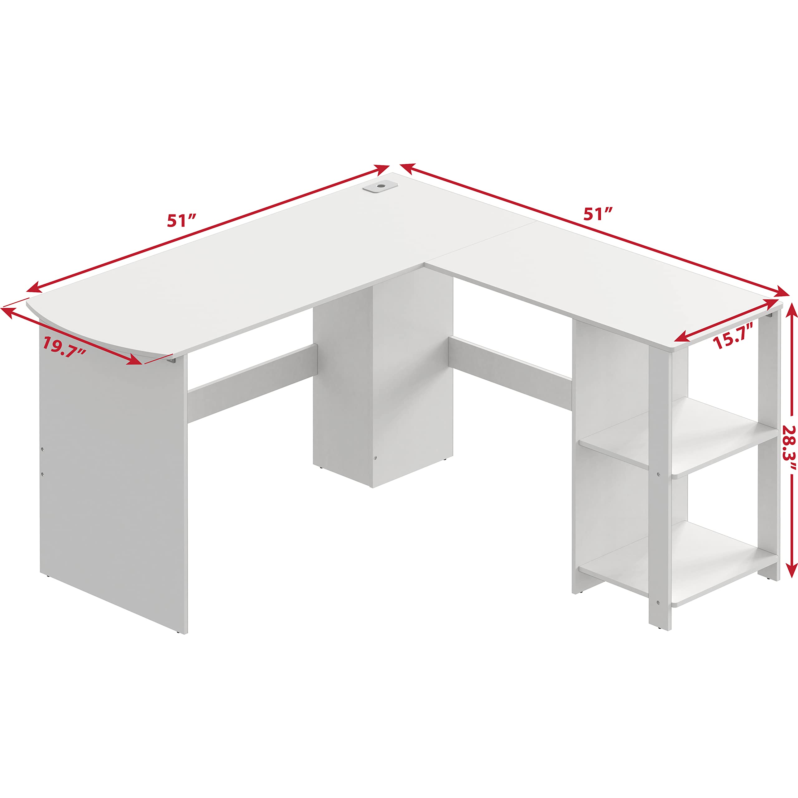 L-Shaped Home Office Wood Corner Desk, White