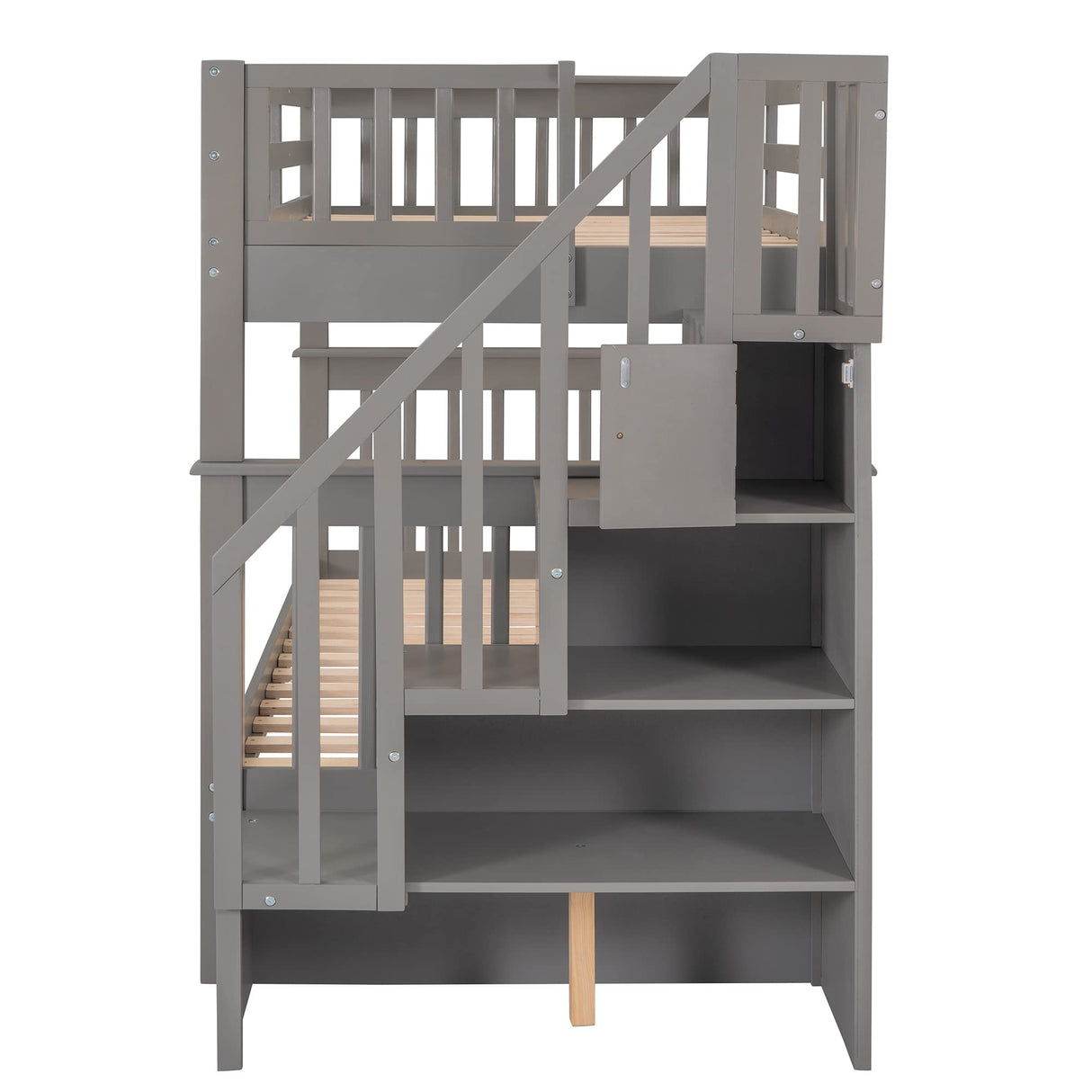 Twin Bunk Beds, Twin Over Twin Bunk Bed with Stairs and Storage, Low Bunk Beds Twin