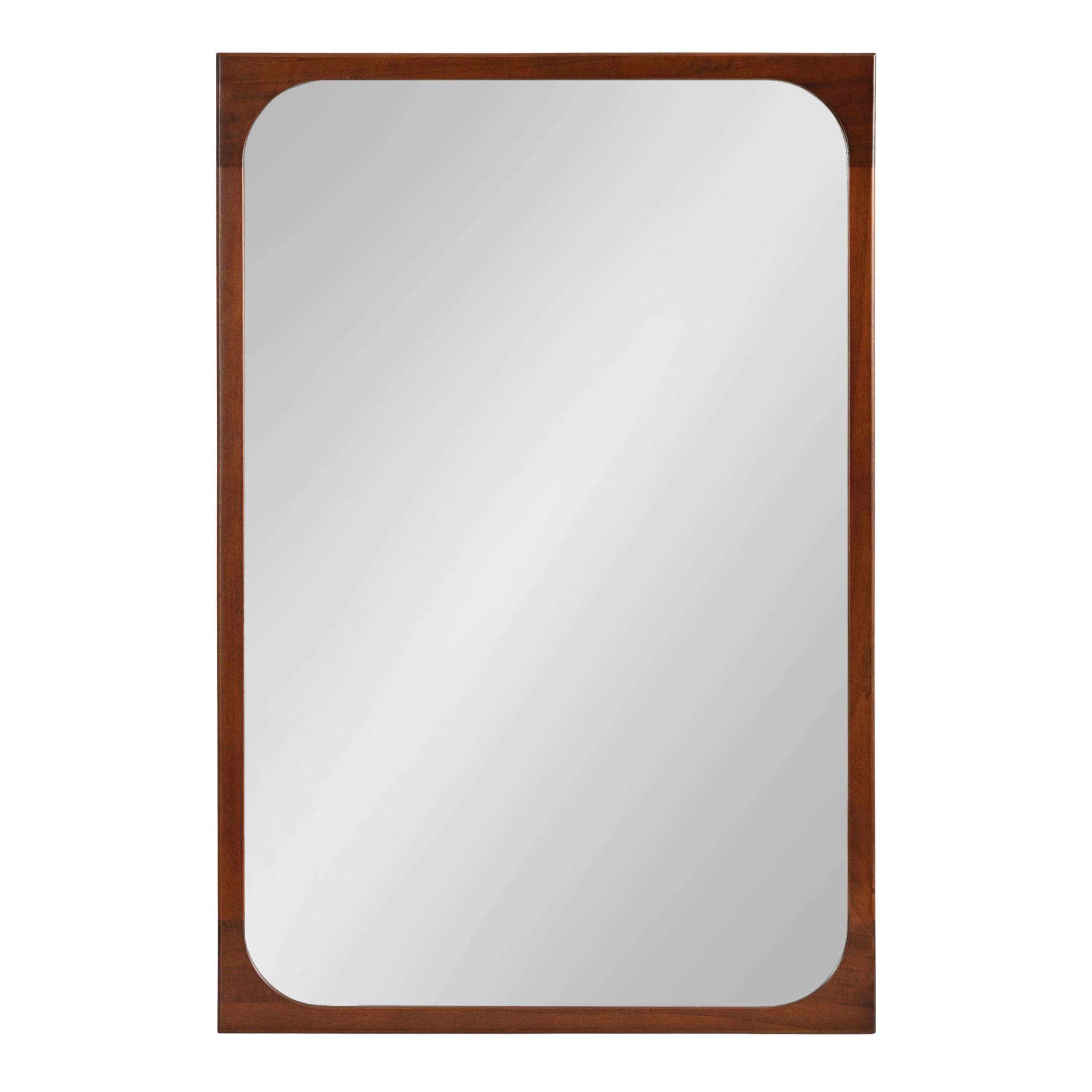 Kenai Modern Rectangle Wooden Wall Mirror, 24 x 36, Walnut Brown, Decorative Wood Rectangular Mirror