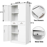 Metal Storage Cabinet, Locking Storage Cabinet with Drawers and Adjustable Shelves