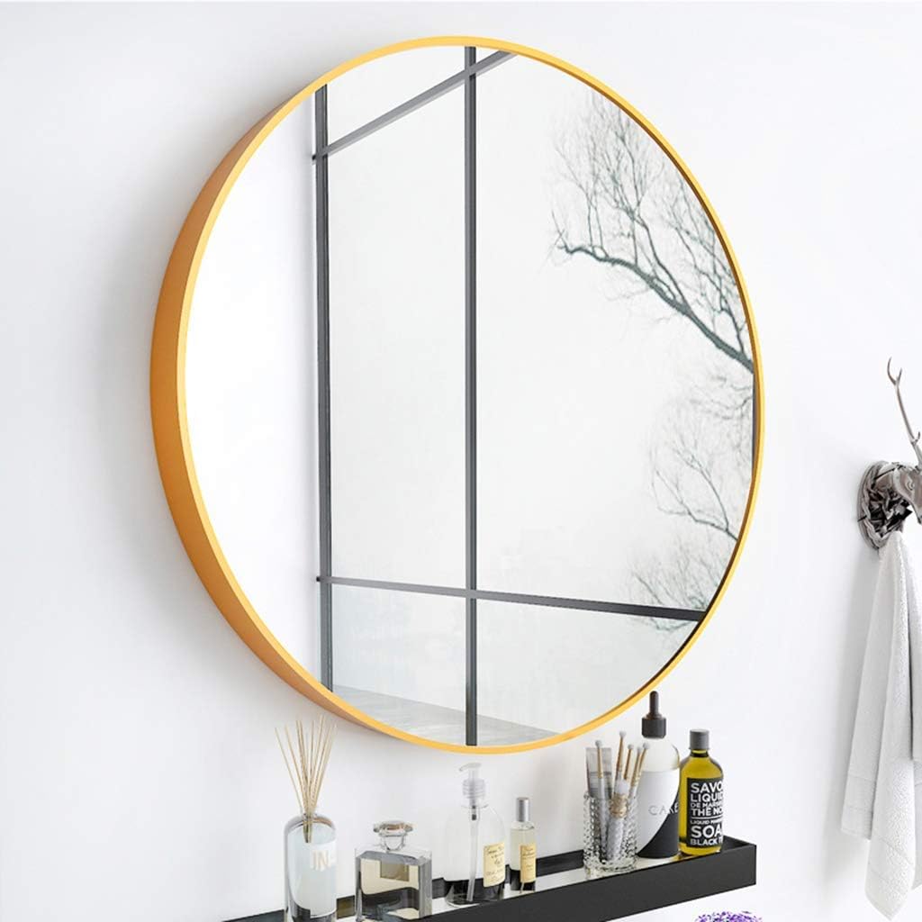 Wall Mounted Mirror Circle HD Shaving Mirror, Gold Frame Round Wall Mirror