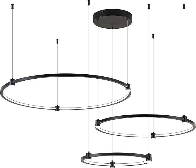 Modern Black Led Pendant Light,36W Dimmable LED Chandelier Lighting Fixture, 1 Ring