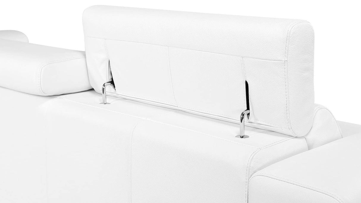 Rousso Leather Sofa with Ratcheting Headrests - Right Chaise - White