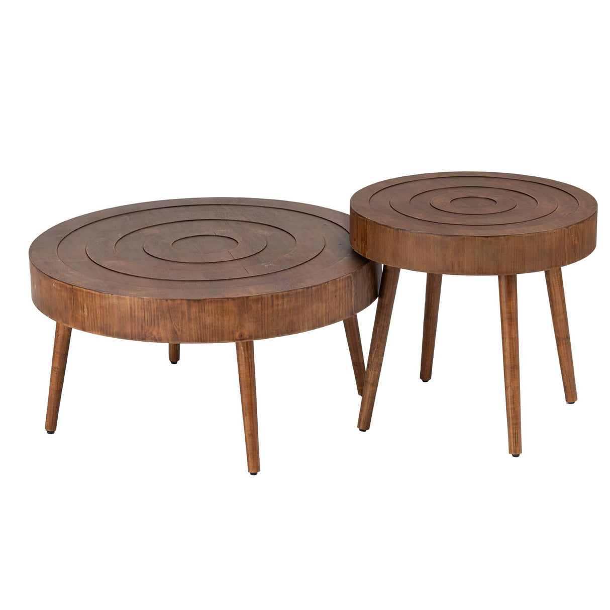 Nesting Coffee Tables w Wood Grain Finish, 2 Pieces Living Room Tea Table Sets