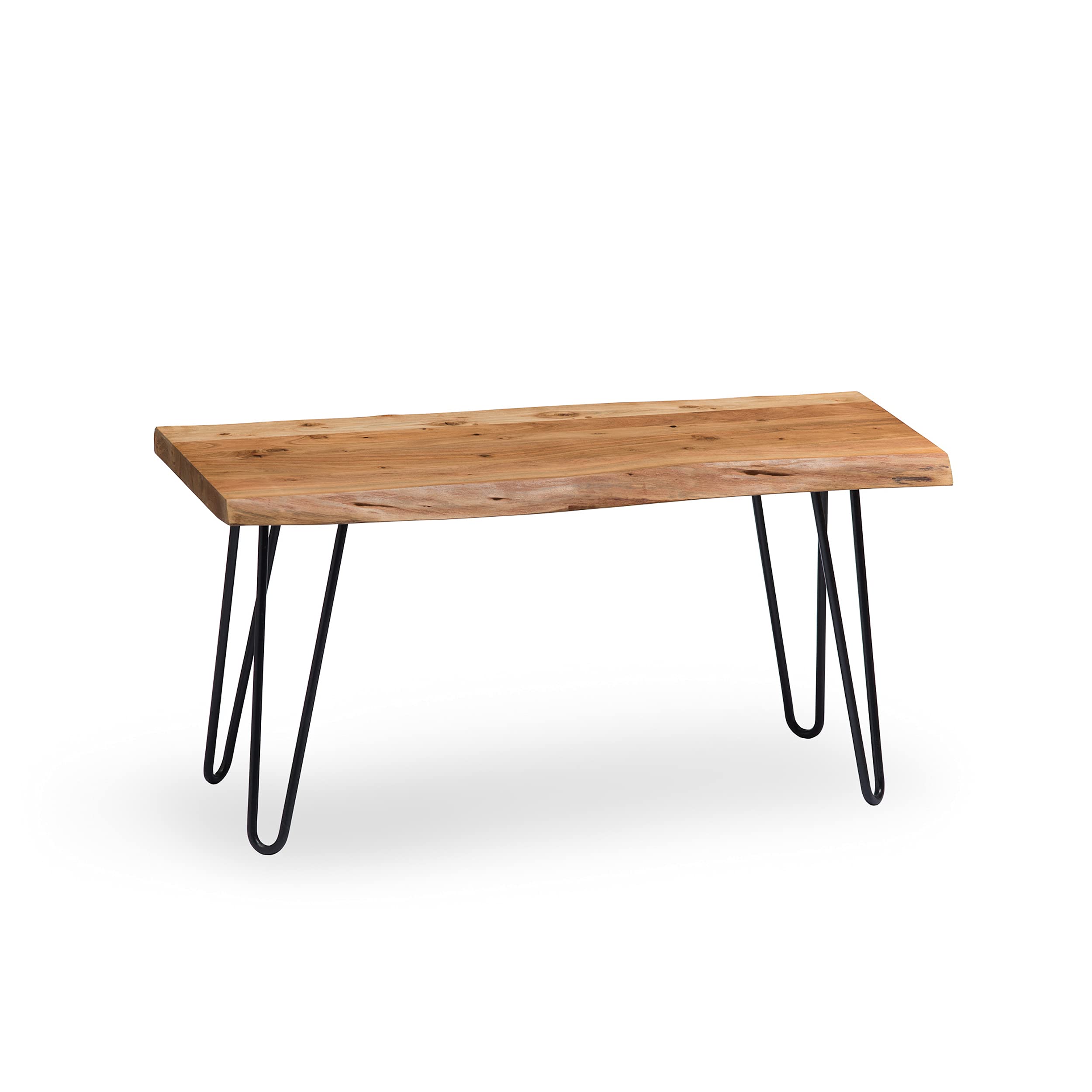 Live Edge Bench, w/Natural Wood and Metal Hairpin Legs