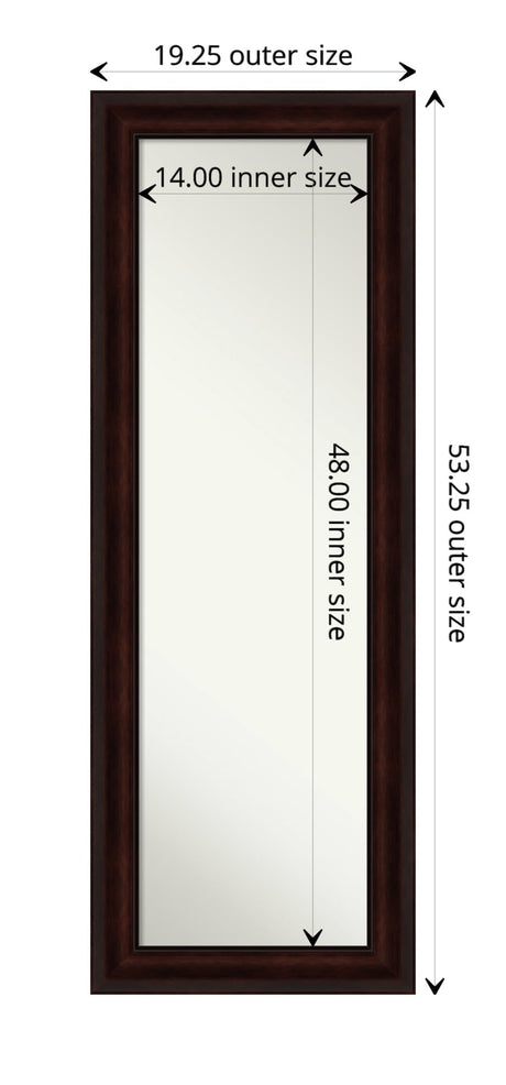 Amanti Art Door Wall Mirror, Full Length Mirror (53.25 x 19.25 in.), Coffee Bean Brown Full Body Mirror and On The Door Mirror Full Length Mirror for Bedroom or Living Room Decor, frameColors