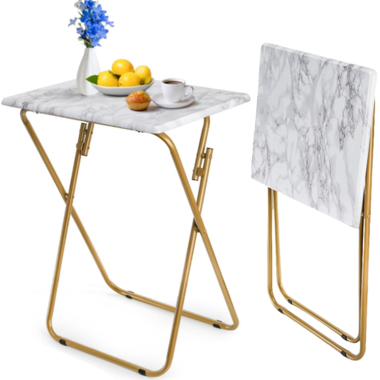 Folding TV Tray Table, Rectangular TV Trays Dinner Snack Table for Eating on Couch