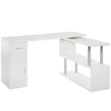 Rotating Computer Desk, 55" L-Shaped Desk, Corner Desk with Storage Shelves