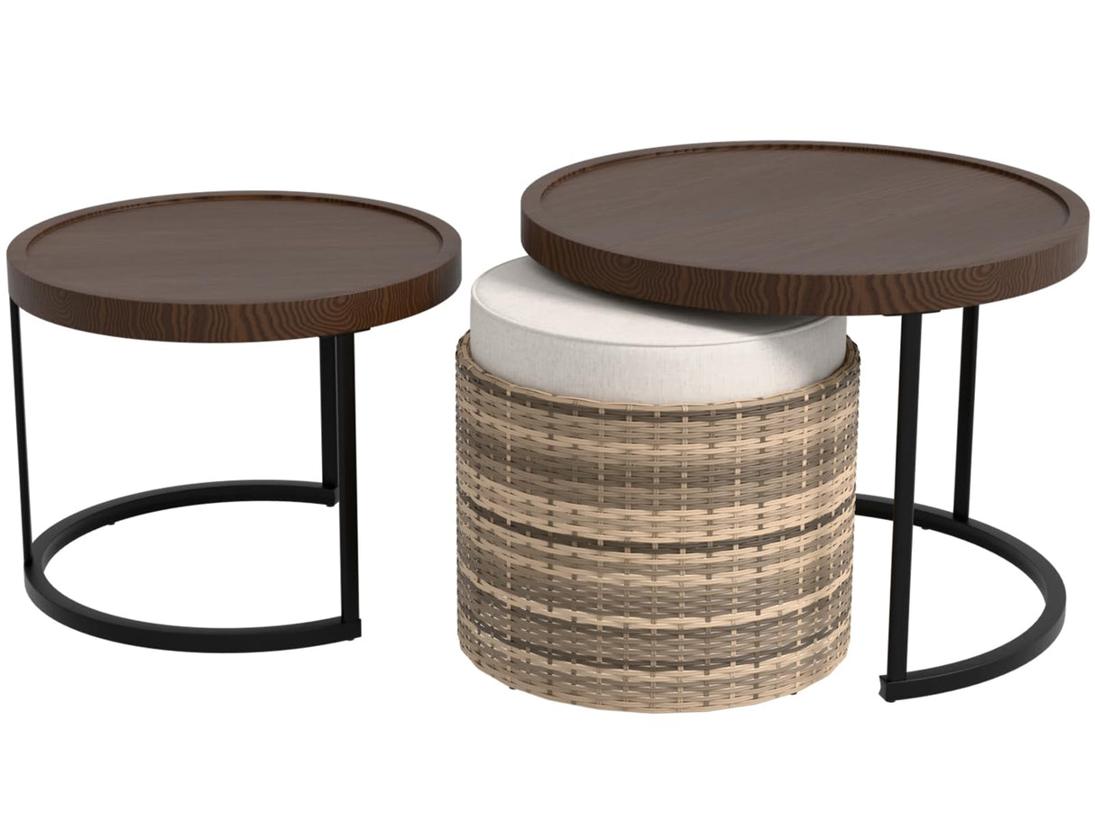 Sunset Dune Collection Round Modern Nesting Coffee Tables