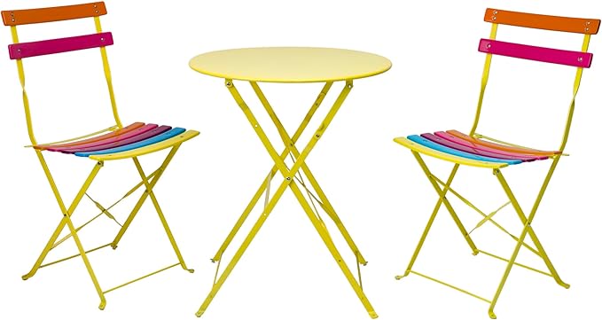 Indoor/Outdoor 3-Piece Bistro Set Folding Table and Chairs Patio Seating, Red