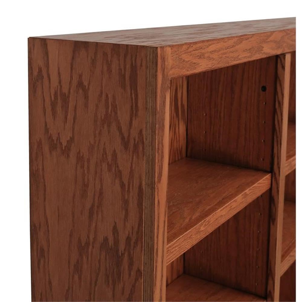 " Tall 18-Shelf Triple Wide Wood Bookcase in Dry Oak